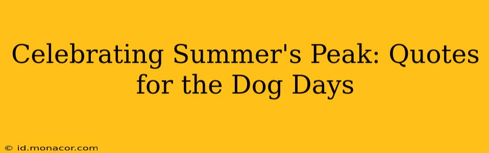 Celebrating Summer's Peak: Quotes for the Dog Days