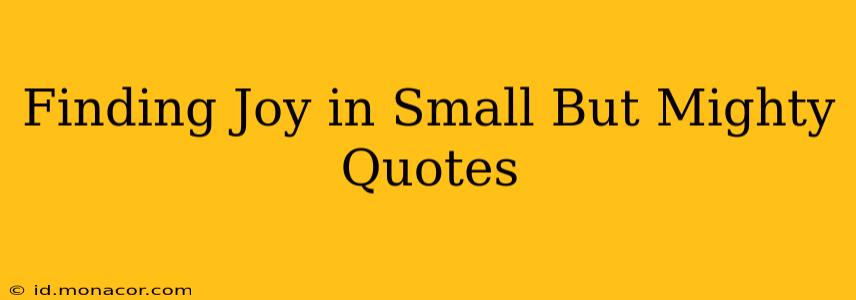 Finding Joy in Small But Mighty Quotes