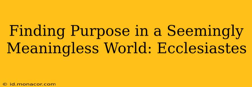 Finding Purpose in a Seemingly Meaningless World: Ecclesiastes