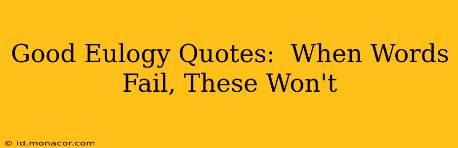 Good Eulogy Quotes:  When Words Fail, These Won't