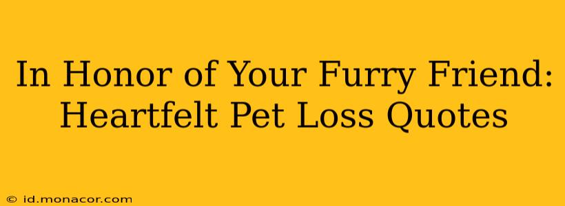 In Honor of Your Furry Friend:  Heartfelt Pet Loss Quotes