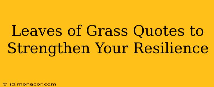 Leaves of Grass Quotes to Strengthen Your Resilience