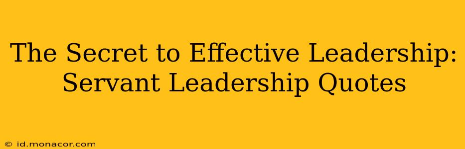 The Secret to Effective Leadership: Servant Leadership Quotes
